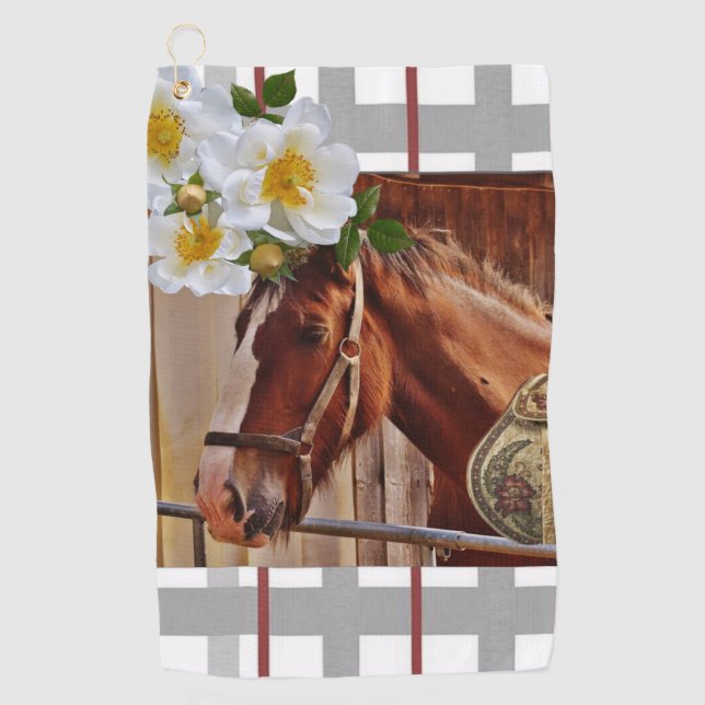 Serviette de golf Cheval Floral (Devant)