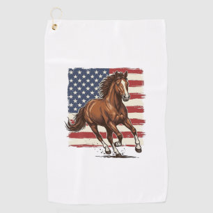Serviette De Golf Cheval Patriotique Vintage Western Vector Design_1