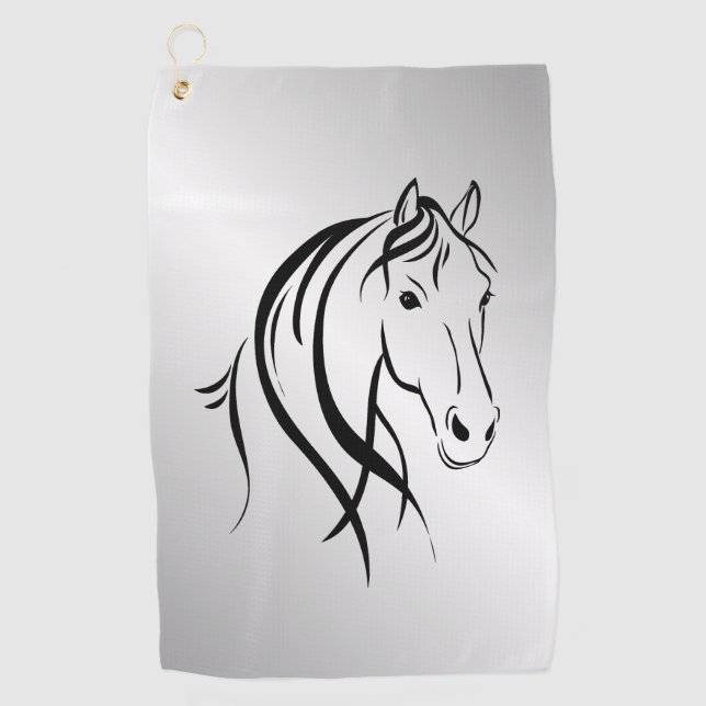 Serviette De Golf Cheval tête sur argent (Devant)
