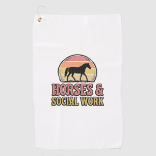 Serviette De Golf Cheval & Travail Social Retro Soleil Couchant Conc