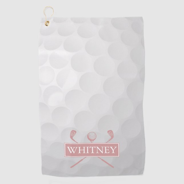Serviette De Golf Chic Girly Dusty Golf Clubs Roses Ball Nom Personn (Devant)