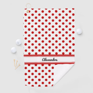 Serviette De Golf Chic Polka Dot Rouge Blanc Arrière - plan