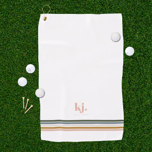 Serviette De Golf Chic Retro Stripes Monogram Golf Serviette