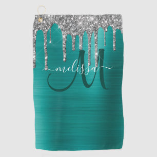 Serviette De Golf Chic Turquoise brossé métal brossé Parties scin