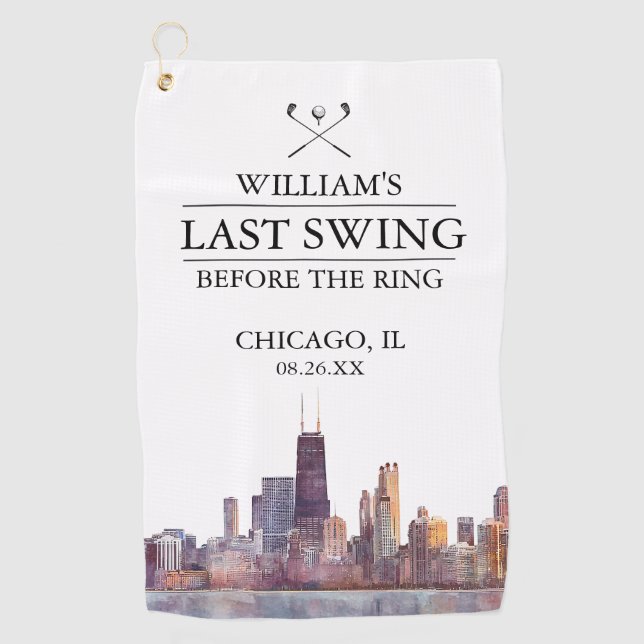 Serviette De Golf Chicago Dernier Swing Avant le Bague de Mariage (Devant)