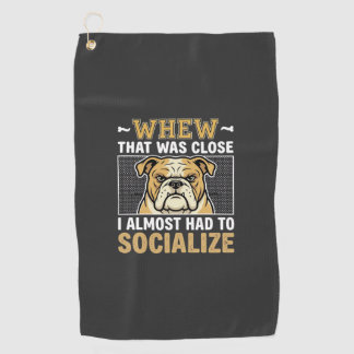 Serviette De Golf Chien bouledogue amusant sociabiliser