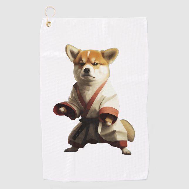 Serviette De Golf Chien connaît Karate (Devant)