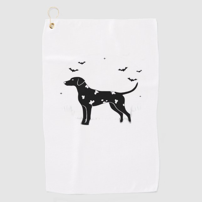Serviette De Golf Chien dalmate - Halloween Lune Silhouette Classic (Devant)