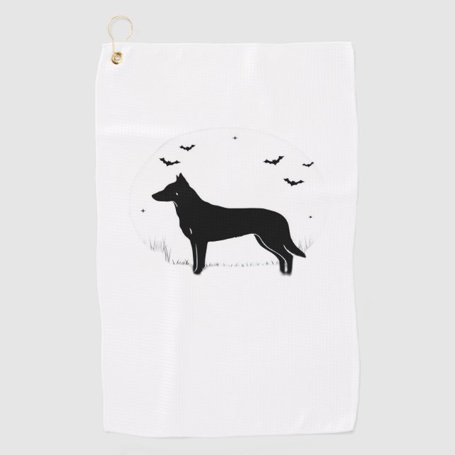 Serviette De Golf Chien de Beauceron - Halloween Moon Silhouette Cla (Devant)