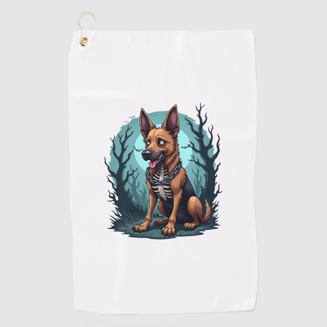 Serviette De Golf Chien de berger squelette (Devant)