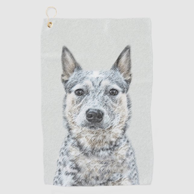 Serviette De Golf Chien de bétail australien - Cute Original Dog Art (Devant)