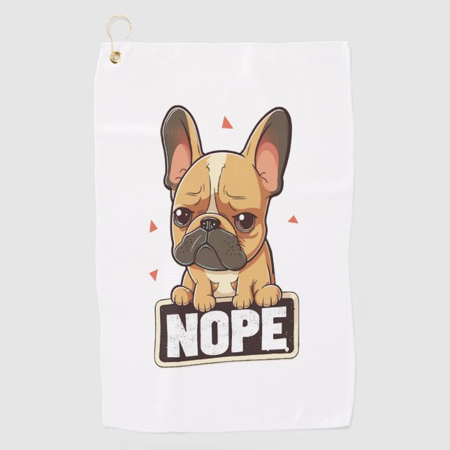 Serviette De Golf Chien de taureau français Nope (Devant)