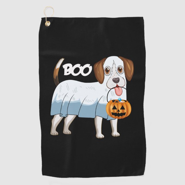 Serviette De Golf Chien d'Halloween Beagle fantôme (Devant)