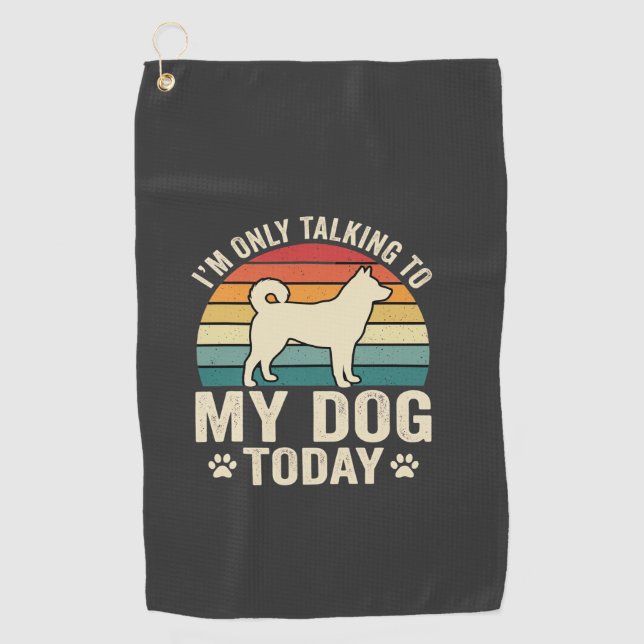 Serviette De Golf Chien Drôle Parlant Rétro Coucher de Soleil (Devant)