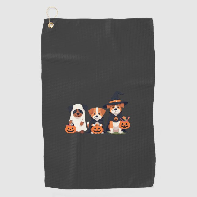 Serviette De Golf Chien fantôme Retriever doré Halloween Trick Or Tr (Devant)
