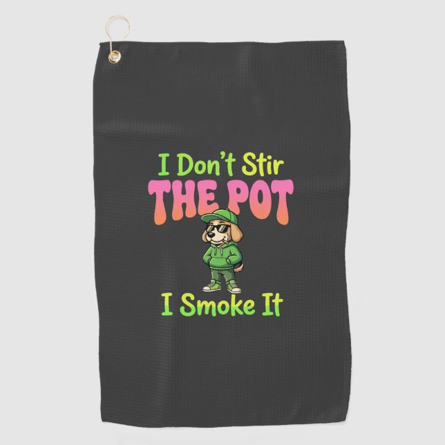 Serviette De Golf Chien Fumeur de Joint Drôle Stoner (Devant)