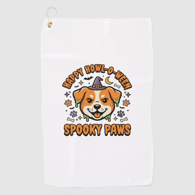 Serviette De Golf Chien Halloween Pattes Effrayantes (Devant)