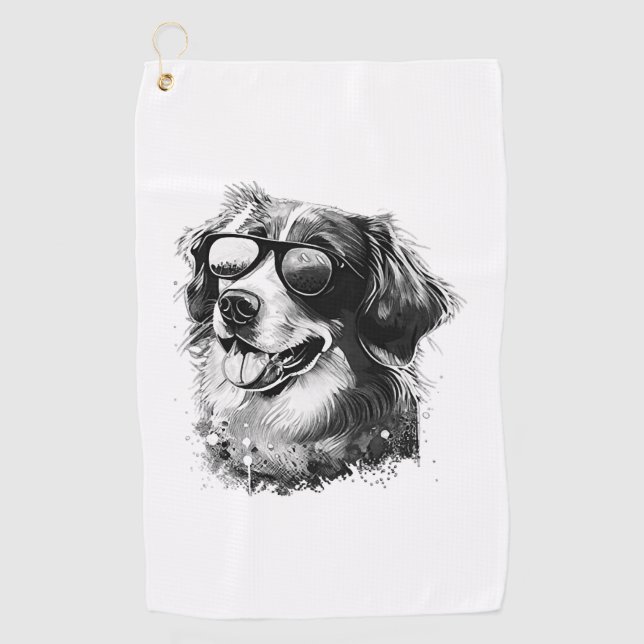 Serviette De Golf Chien Lunettes de soleil Animal Cool Funny basset  (Devant)