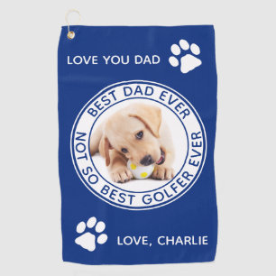Serviette De Golf Chien Meilleur Papa Jamais Bleu Blanc Drôle Photo