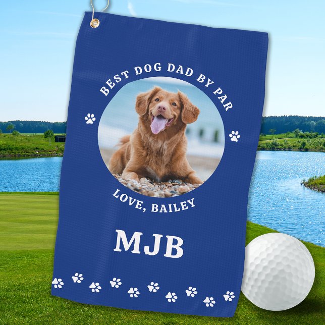 Serviette De Golf Chien Meilleur Papa Jamais Bleu Photo Personnalisé (Créateur téléchargé)
