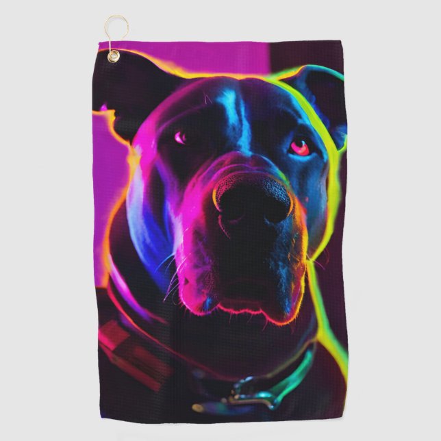 Serviette De Golf chien néon (Devant)