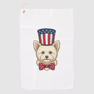 Serviette De Golf Chien patriotique chapeau haut de forme vintage ve