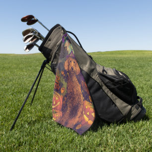 Serviette De Golf Chien Poodle Effrayant Sorcière d'Halloween et Cit