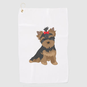 Serviette De Golf Chien préféré - arc rouge de Yorkshire Terrier