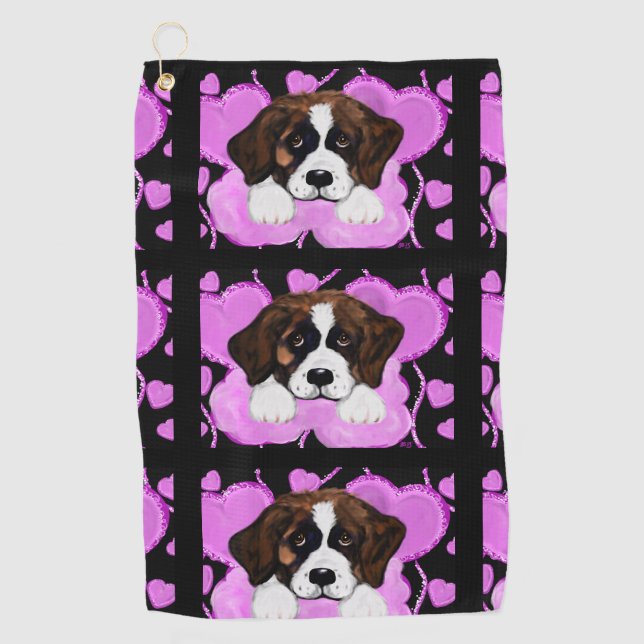 SERVIETTE DE GOLF CHIEN SAINT BERNARD  (Devant)