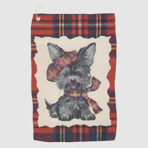 Serviette De Golf Chien vintage de Scottie de tartan de Stewart