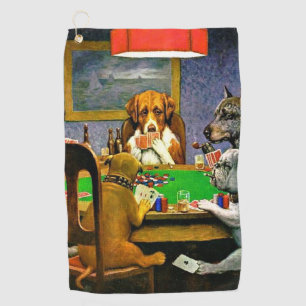 Serviette De Golf Chiens jouant au Poker