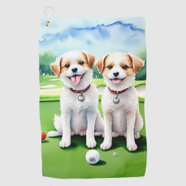 Serviette De Golf Chiens joyeux (Devant)