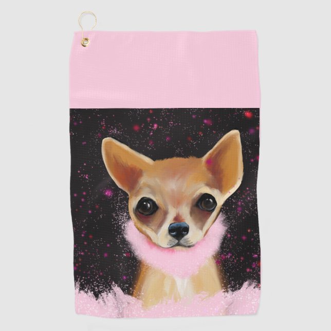 Serviette De Golf Chihuahua Bling       (Devant)