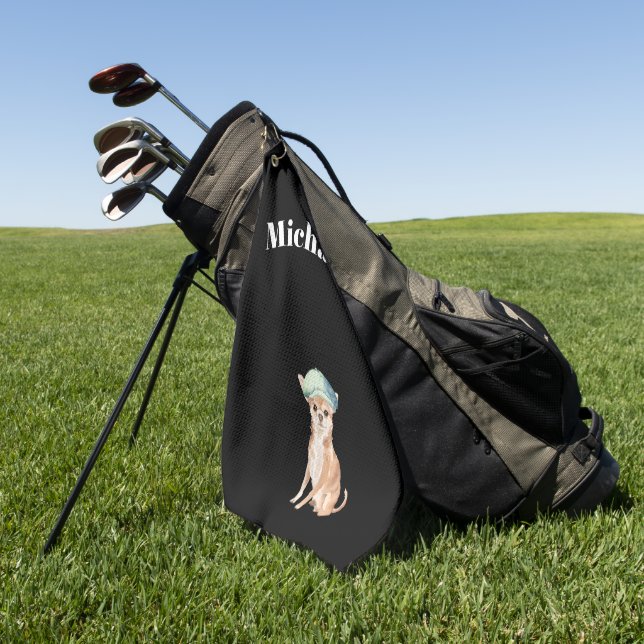 Serviette De Golf Chihuahua Chien noir personnel (Vert)
