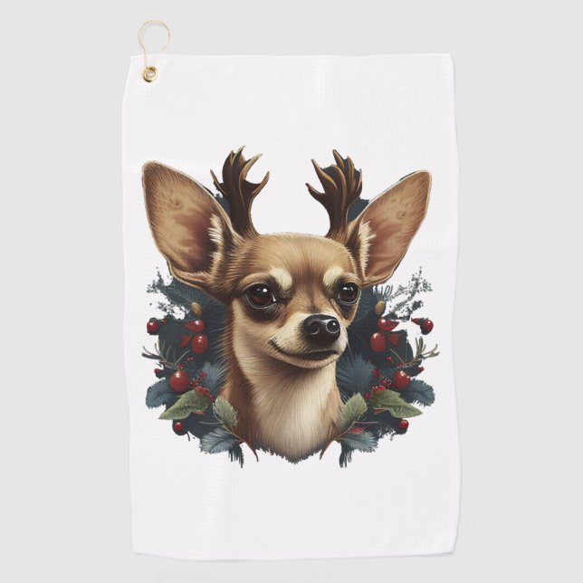 Serviette De Golf Chihuahua Joyeux Noël X-Mas Tree Cute (Devant)