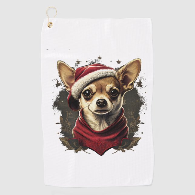 Serviette De Golf Chihuahua Joyeux Noël X-Mas Tree Cute (Devant)