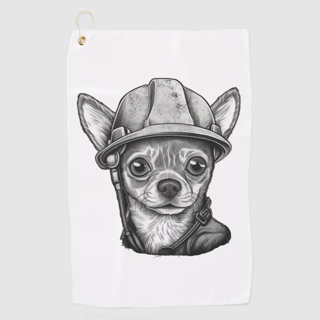 Serviette De Golf Chihuahua Ouvrier de construction (Devant)