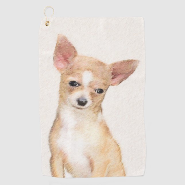 Serviette De Golf Chihuahua Painting - Cute Original Dog Art (Devant)