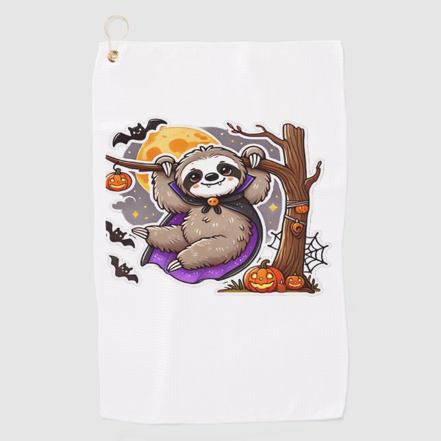 Serviette De Golf Chill Thrills Halloween Sloth T-Shirt surdimension (Devant)