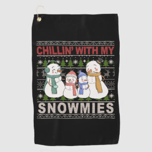 Serviette De Golf Chillin with My Snowmies Funny Ugly Christmas