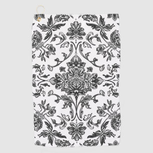 Serviette De Golf Chinoiserie Florale Aquarelle Noir & Blanc