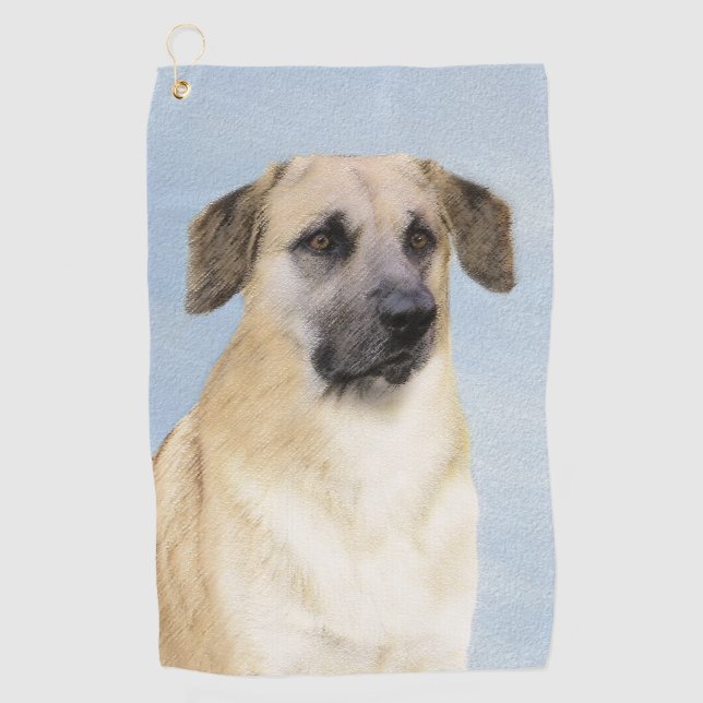 Serviette De Golf Chinook (Oreilles Laissées) Peinture - Art Chien o (Devant)