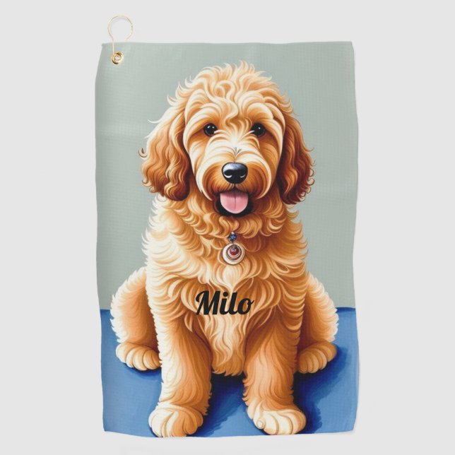Serviette De Golf Chiot de Doodle Doré (Devant)