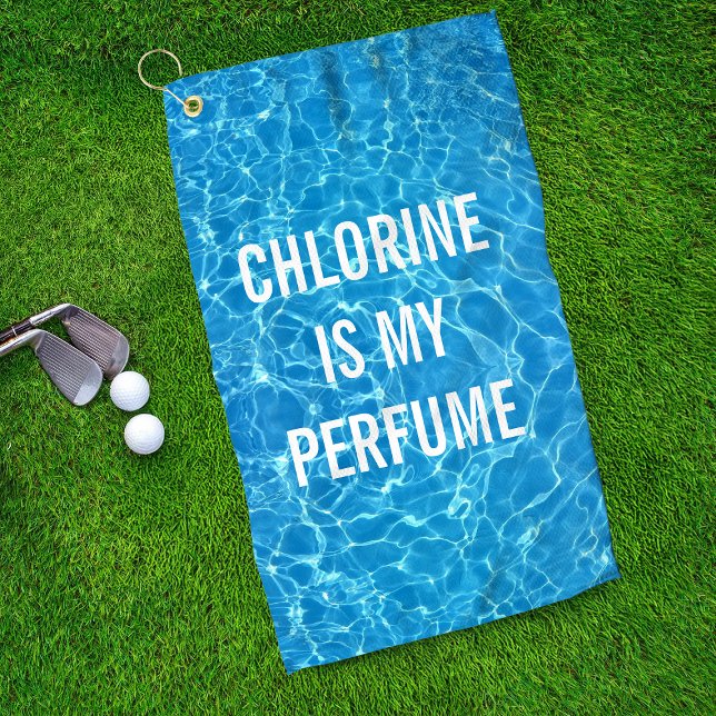 Serviette De Golf Chlorine Est Mon Parfum Piscine Typographique (Créateur téléchargé)