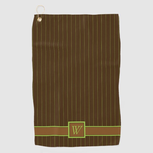 Serviette De Golf Chocolat avec Lime Pinstripes Golf Serviette (Devant)