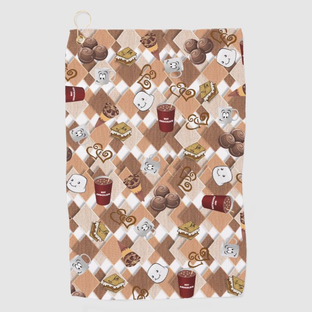 Serviette de golf Chocolat chaud guimauve (Devant)
