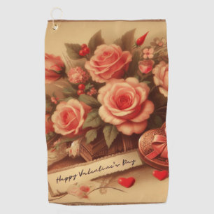 Serviette De Golf Chocolats et fleurs de la Saint-Valentin vintage