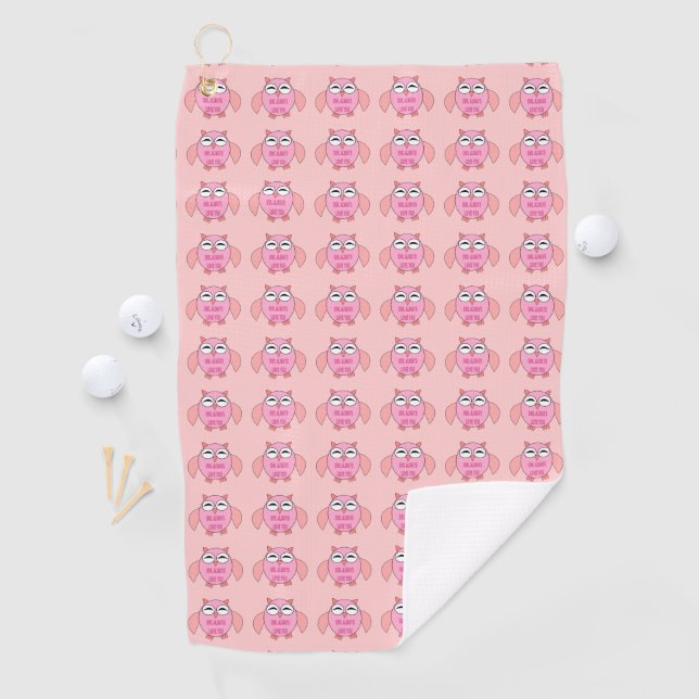 Serviette De Golf Chouette de message d'amour mignonne (En situation)