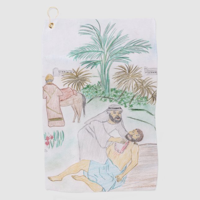 Serviette De Golf Christian Artwork Le bon samaritain (Devant)