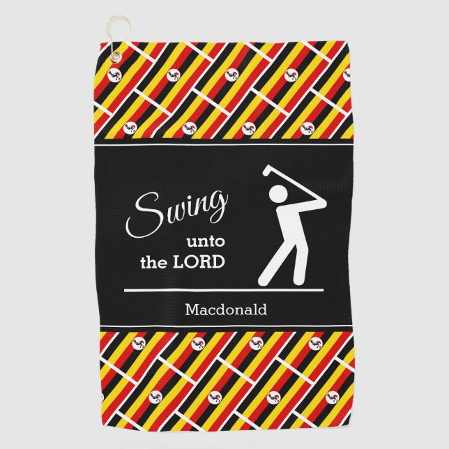 Serviette De Golf Christian Swing Au Seigneur Personnalisé UGANDA (Devant)